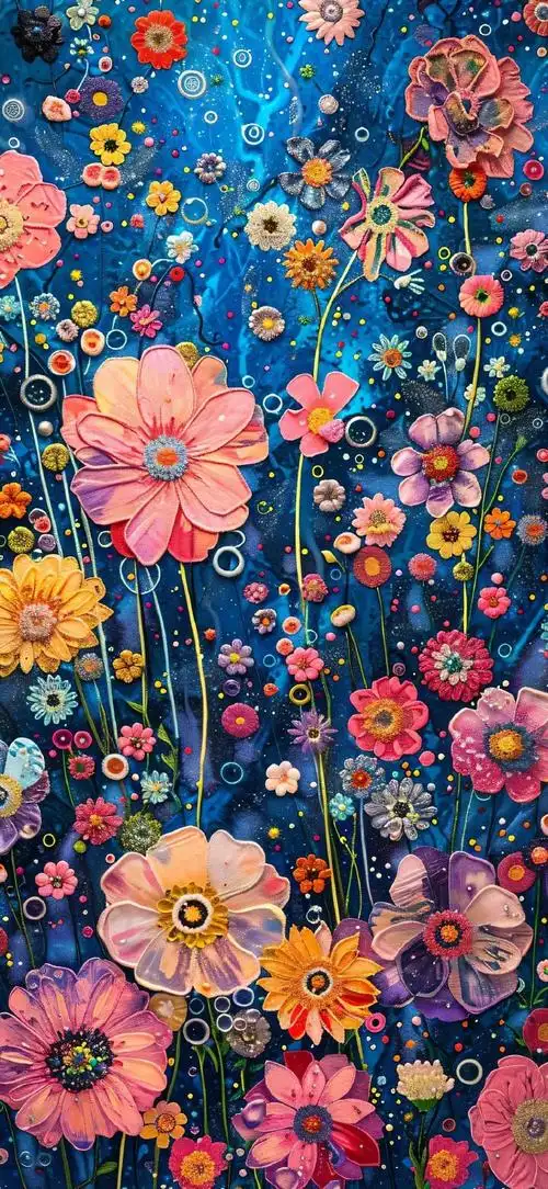 ai绘画#油画风花海壁纸 创意 花朵 15pm尺寸#高清壁纸图片