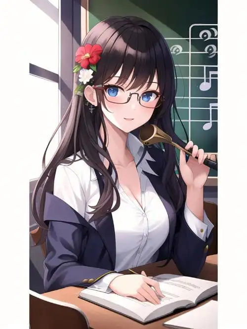 安静优雅的教室女老师动漫二次元绘画人物