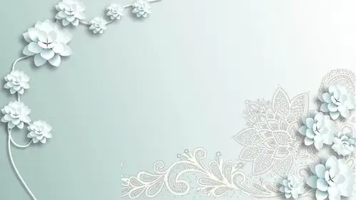 唯美银白色花朵ppt背景图片