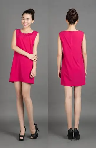 【2014年夏装品牌纯色连衣裙学院风包袖短裙圆领无袖正品连衣裙】价格