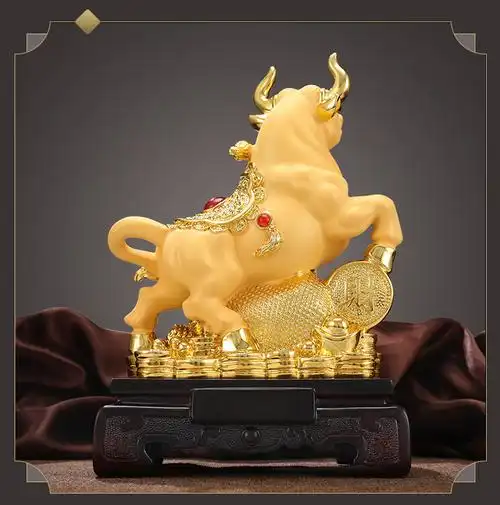 鑫大华威聚财生肖金牛摆件客厅办公室装饰2021牛年吉祥物新年贺岁伴手
