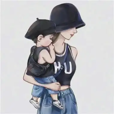 唯美亲子头像一个男孩一个女孩