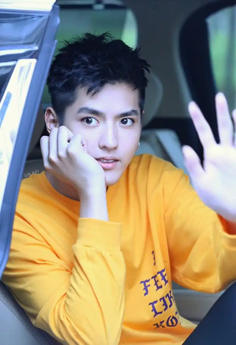 吴亦凡干净的白衬衣,清爽的短发,精致的侧颜,连阳光都充满了记忆中的