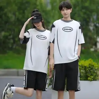 井狸奈班服校服中学生2024实拍学生夏季运动会短袖套装情侣毕业季长裤