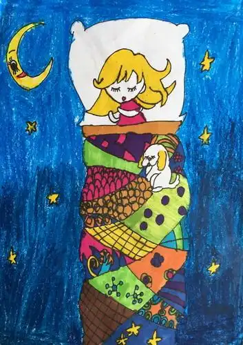 少儿书画作品-《美妙的梦》/儿童书画作品《美妙的梦》欣赏_中国少儿