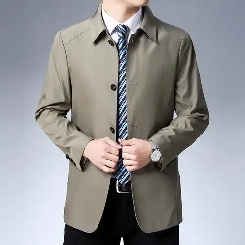 外套春季薄款2020男装帅气男中年修身新款翻领修身休闲爸爸装薄款春装