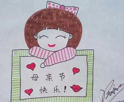 母亲节快乐-卡通人物简笔画图片大全