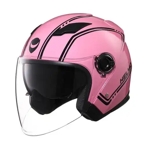 哈莫电动车头盔女电瓶车安全帽四季半盔双p镜片半覆式男冬季通用