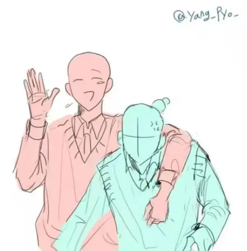 【绘画参考】"ji"情满满的双人互动姿势参考!男生也好甜啊