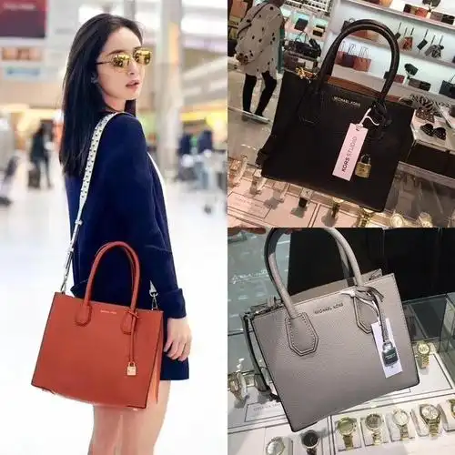 mk女包michael kors mercer杨幂同款桔色锁头包手提包单肩斜跨包