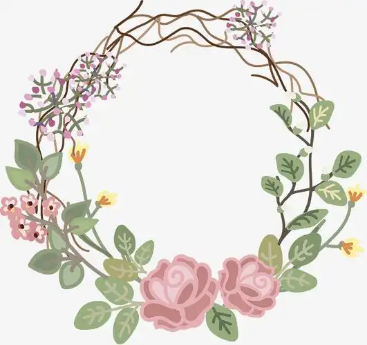 粉色水彩花藤边框设计