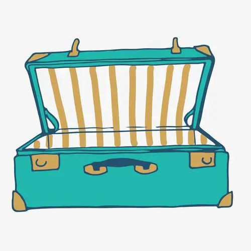 打开的卡通绿色行李箱