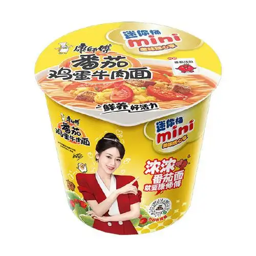 康师傅 迷你桶番茄鸡蛋牛肉面70g*1,￥1.75.