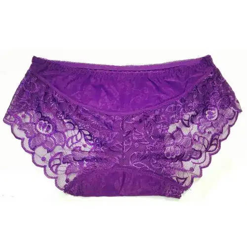 九色生活女士内裤透明蕾丝性感内裤(紫色)