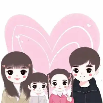 一家四口的卡通图片一儿一女头像可爱温馨幸福的一家人图片大全