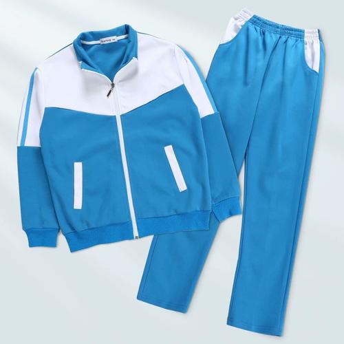 中学生蓝色运动服裤子初中生小学生蓝白校服实验小学初中班服套装