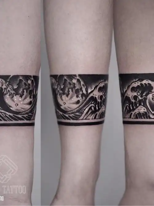 海浪手环_纹身图案手稿图片_阿橙的纹身作品集