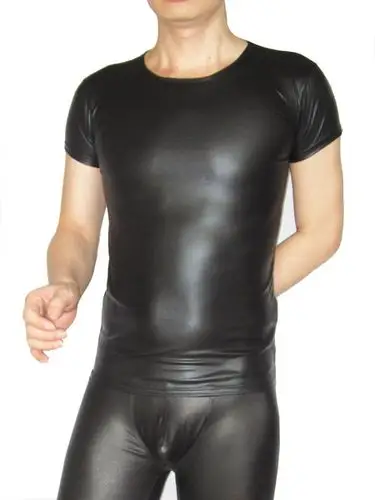 性感男人必备的哑光仿皮紧身裤打底裤男士打底衫秋衣紧身衣nn25