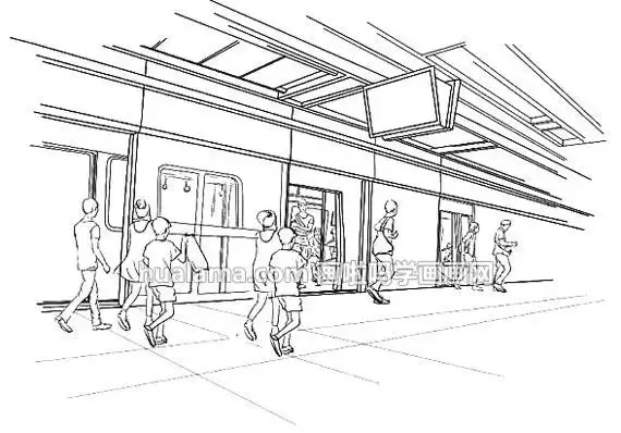 地铁站简笔画大家都在等你一起来学画哦