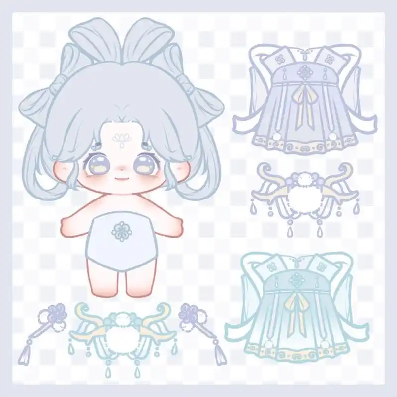 古风棉花娃娃换装『蓝紫色的小可爱』 今天的色调是浅浅的那种呀,而且