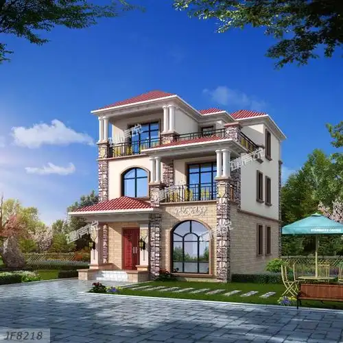 开间8米农村二层自建房实景图(免费开间8米建房设计)