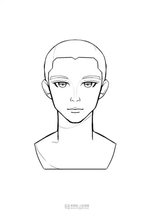 《游戏原画入门培训课程之如何画性男头像的正面》by never