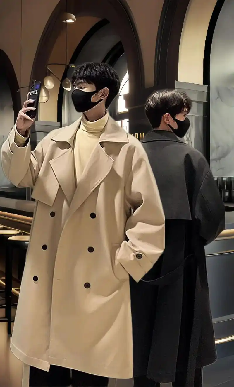 棉潮致中长款风衣男春秋款新款英伦风