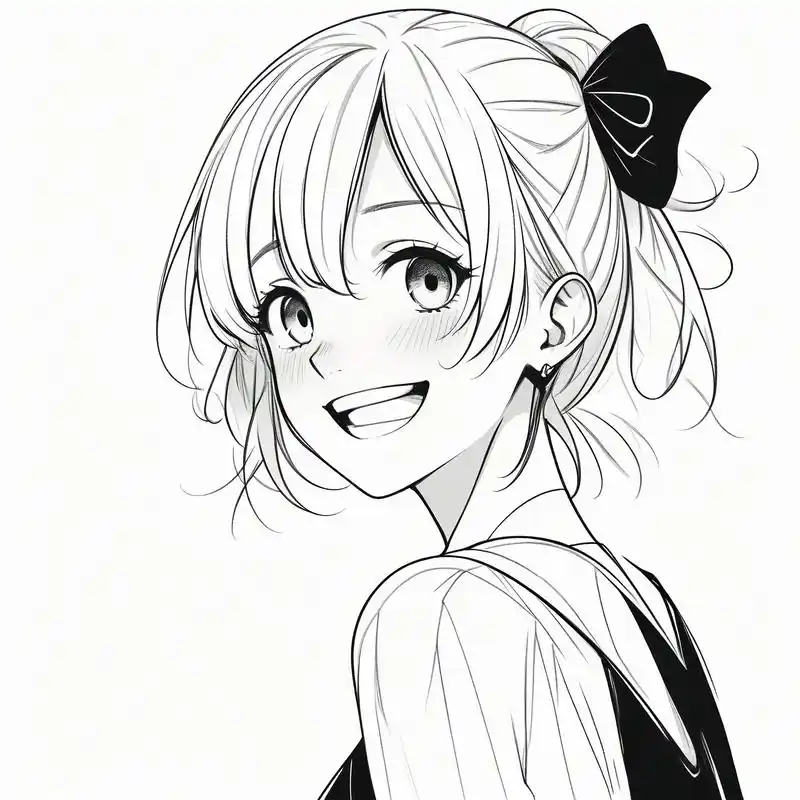 96动漫女生黑白素描头像精选94 探索二次元的世界,发现黑白素描的