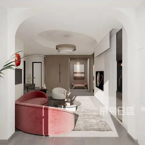 荣德荣泽公馆120平米两室一厅装修效果图现代极简风格案例