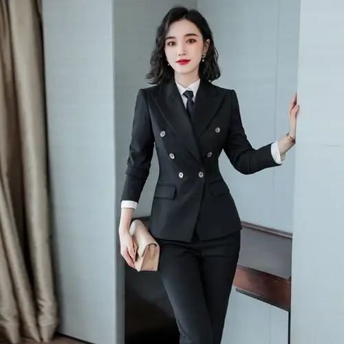 西装套装女2018秋季新款时尚面试正装女士气质职业装套装女工作服