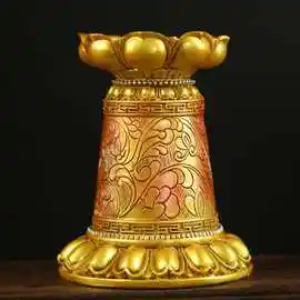 八吉祥金黄色手摇转经筒底座仿玉转经轮底座莲台莲花座