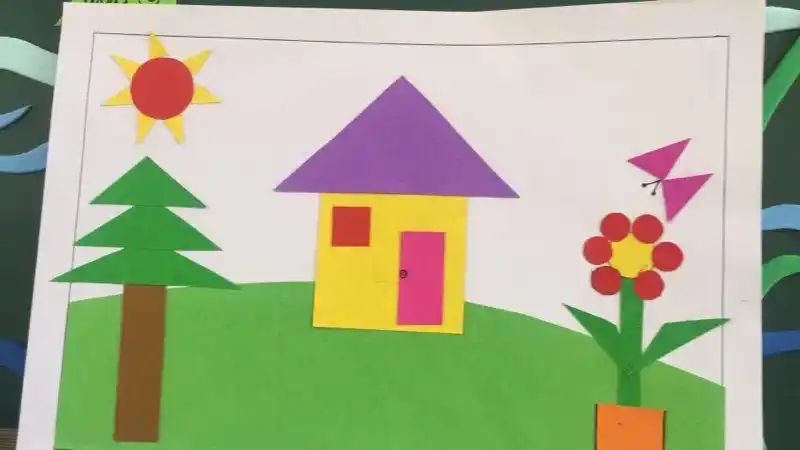 数学活动 写美篇  青青踏春季,孩子们和家长动手剪一剪,粘一粘,画一画