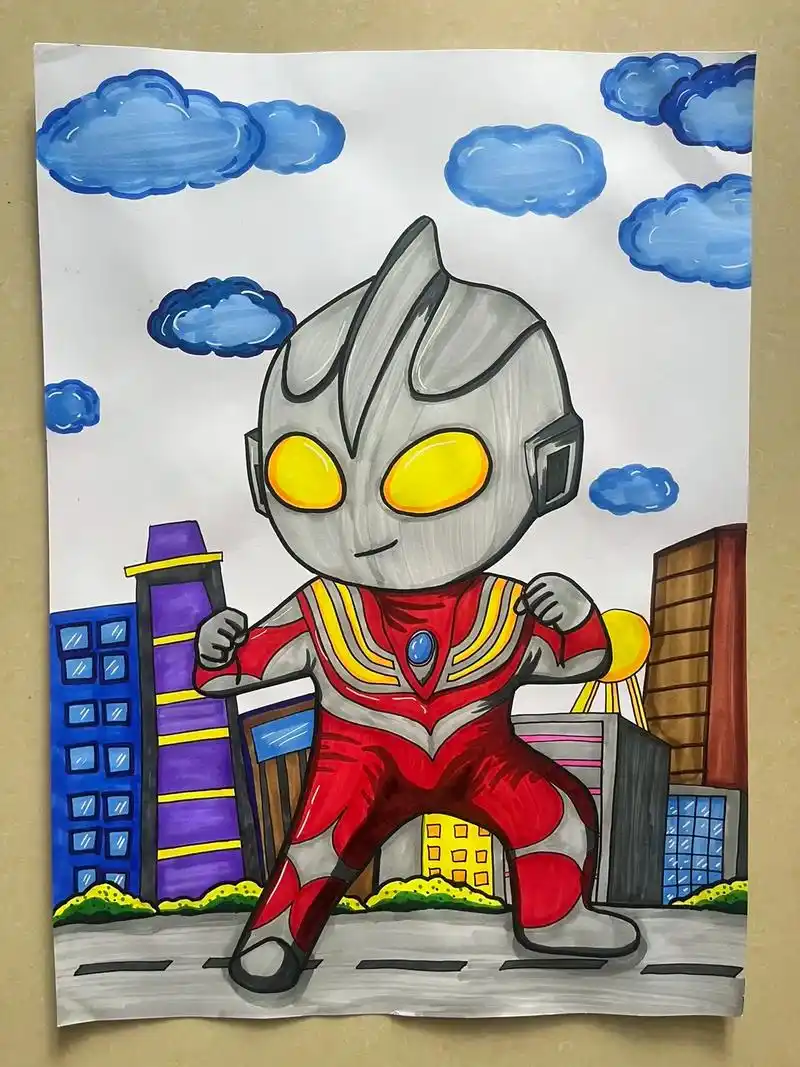 创意线描《迪迦奥特曼》步骤图