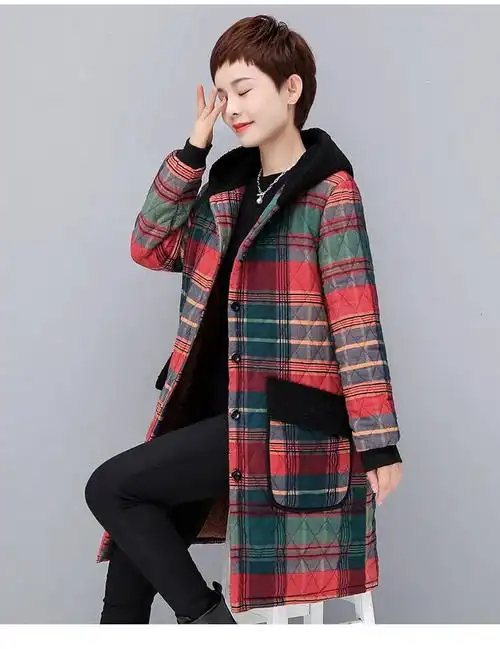 tyburn轻奢品牌 素订棉麻过膝棉袄女女装秋冬装外套装长款加棉唐装