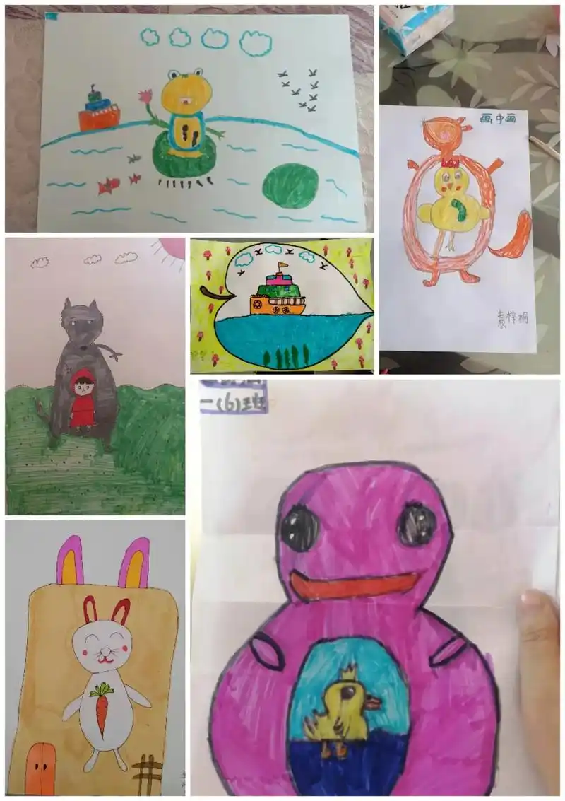 一年级美术《画中画》  - 抖音