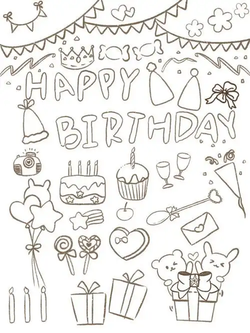 卡片_生日_简笔画_马克笔_文化_绘画生日蛋糕的简笔画图片欣赏_祝你