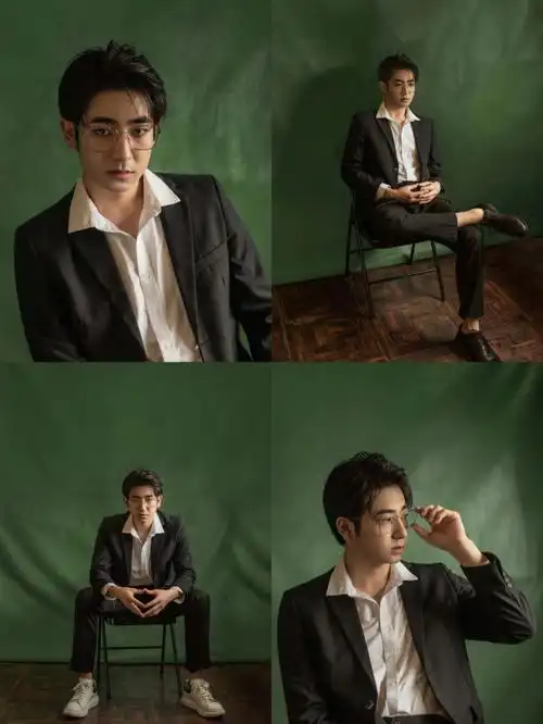 戴眼镜的男生拍照也很酷男士写真摄影