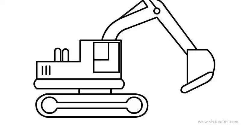 挖机儿童画怎么画挖机简笔画绘画步骤