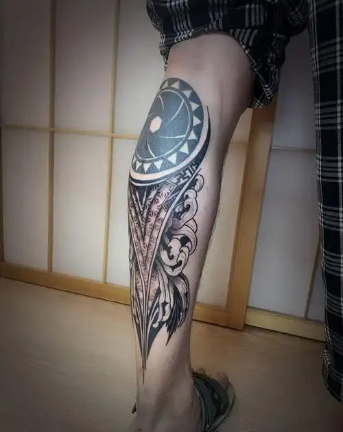 图腾添加纹身图片腿部几何图腾添加修改图腾纹身图案