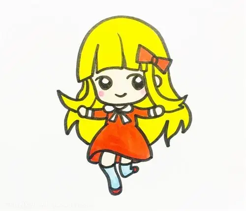 长发女孩简笔画步骤