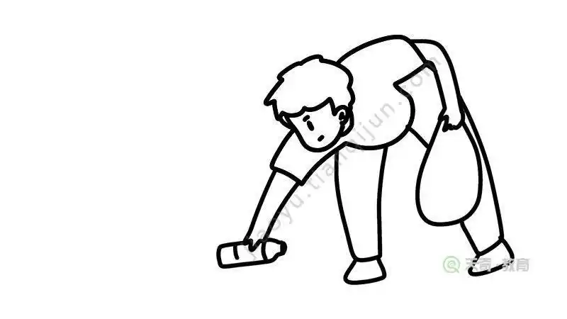 捡垃圾简笔画步骤图片大全供小朋友们参考临摹学习简笔画瓶子和阴影捡