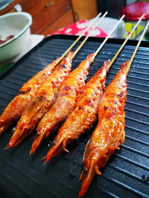 烤大虾烤串烧烤美食烤肉串烤牛肉串烤羊肉串