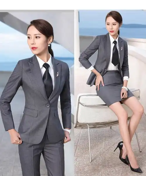 伊雅露莎职业装女装套装小西装女配领带经理商务工作服仿毛料820单件