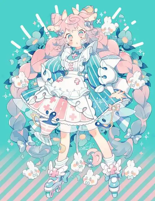 日本画师上仓エク插画作品,这画风可爱炸了