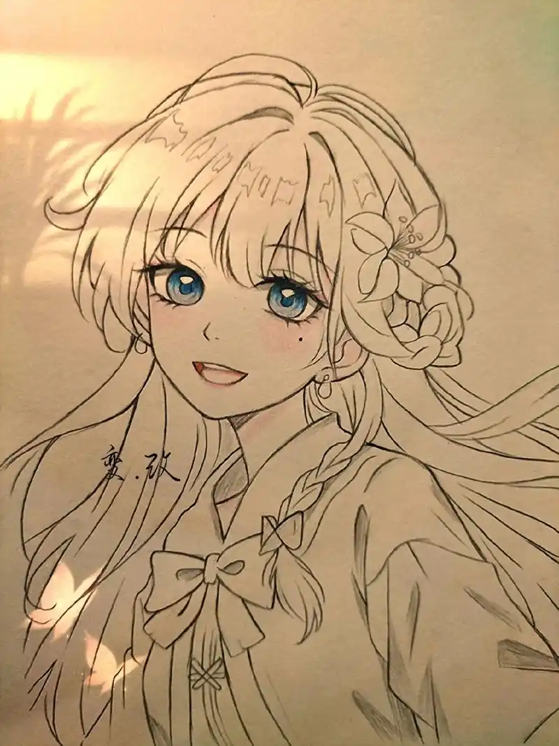 过程图教你画女生.加油坚持就是胜利#临摹 #绘画过程分享 # - 抖音