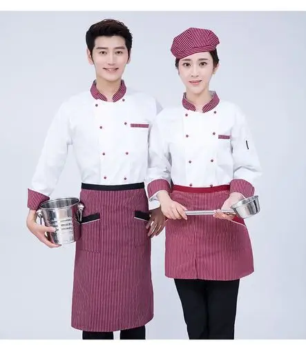 厨师服长袖秋冬学校食堂人员工作服餐饮厨房烘焙师蛋糕店工作服男lpf