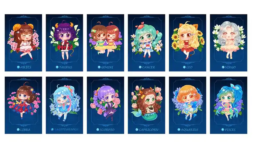 《12星座小姐姐q版形象》