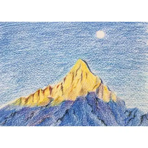 彩铅风景01傍晚的山含视频