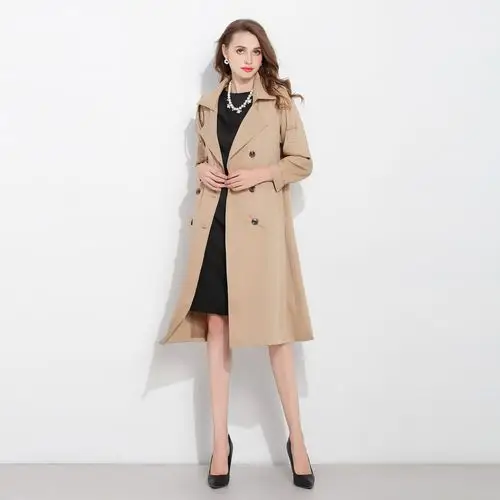 咏仕风衣秋季新款韩版时尚气质英伦风简约纯色中长款外套女潮