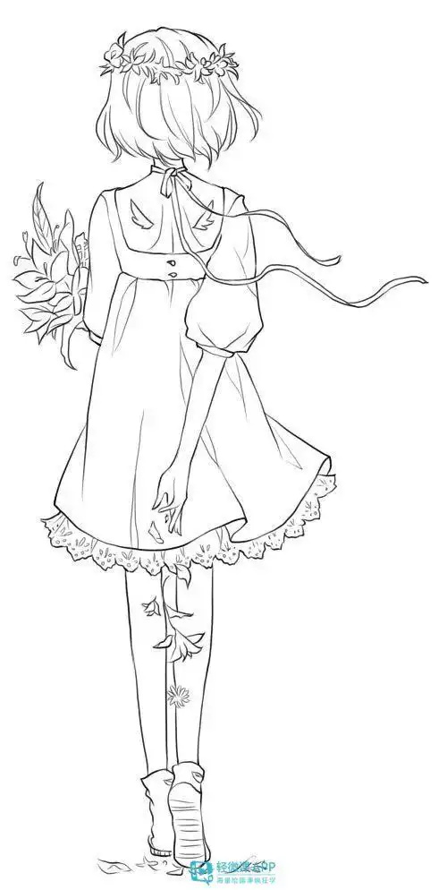 动漫人物线稿全身素材图片